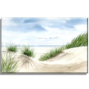 Leinwand 40 x 30 cm Keilrahmen Canvas-Leinen Düne im Sommer Aquarell Maritim Kunst Druck Kunstdruck Dänemark Nordsee Ostsee Dünen Meer Möwe Strand Amrum Sylt
